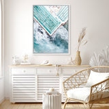Shop Bondi Pool Aerial II Photo Canvas Art Print-Blue, Coastal, Green, Photography, Photography Canvas Prints, Portrait, Tropical, View All-framed wall decor artwork