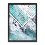 Shop Bondi Pool Aerial II Photo Canvas Art Print-Blue, Coastal, Green, Photography, Photography Canvas Prints, Portrait, Tropical, View All-framed wall decor artwork