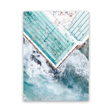 Shop Bondi Pool Aerial II Photo Canvas Art Print-Blue, Coastal, Green, Photography, Photography Canvas Prints, Portrait, Tropical, View All-framed wall decor artwork