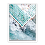 Shop Bondi Pool Aerial II Photo Canvas Art Print-Blue, Coastal, Green, Photography, Photography Canvas Prints, Portrait, Tropical, View All-framed wall decor artwork
