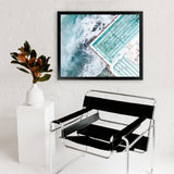 Shop Bondi Pool Aerial III Photo Art Print-Blue, Coastal, Green, Horizontal, Landscape, Photography, Rectangle, View All-framed poster wall decor artwork