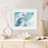 Shop Bondi Pool Aerial III Photo Art Print-Blue, Coastal, Green, Horizontal, Landscape, Photography, Rectangle, View All-framed poster wall decor artwork