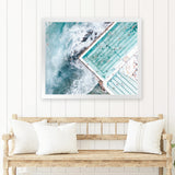 Shop Bondi Pool Aerial III Photo Art Print-Blue, Coastal, Green, Horizontal, Landscape, Photography, Rectangle, View All-framed poster wall decor artwork