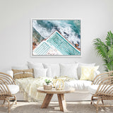 Shop Bondi Pool Aerial IV Photo Canvas Art Print-Blue, Coastal, Green, Landscape, Photography, Photography Canvas Prints, Tropical, View All-framed wall decor artwork