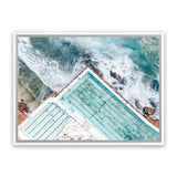 Shop Bondi Pool Aerial IV Photo Canvas Art Print-Blue, Coastal, Green, Landscape, Photography, Photography Canvas Prints, Tropical, View All-framed wall decor artwork