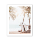Shop Island Surfboards II Photo Art Print-Boho, Brown, Coastal, Neutrals, Photography, Portrait, Tropical, View All-framed poster wall decor artwork