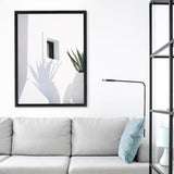 Shop Cactus Shadow Photo Canvas Art Print-Boho, Botanicals, Coastal, Greece, Hamptons, Photography, Photography Canvas Prints, Portrait, Tropical, View All, White-framed wall decor artwork