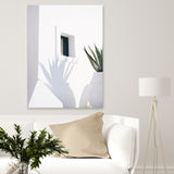Shop Cactus Shadow Photo Canvas Art Print-Boho, Botanicals, Coastal, Greece, Hamptons, Photography, Photography Canvas Prints, Portrait, Tropical, View All, White-framed wall decor artwork