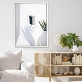 Shop Cactus Shadow Photo Canvas Art Print-Boho, Botanicals, Coastal, Greece, Hamptons, Photography, Photography Canvas Prints, Portrait, Tropical, View All, White-framed wall decor artwork