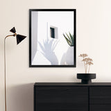 Shop Cactus Shadow Photo Art Print-Boho, Botanicals, Coastal, Greece, Hamptons, Photography, Portrait, Tropical, View All, White-framed poster wall decor artwork