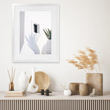 Shop Cactus Shadow Photo Art Print-Boho, Botanicals, Coastal, Greece, Hamptons, Photography, Portrait, Tropical, View All, White-framed poster wall decor artwork