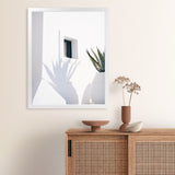 Shop Cactus Shadow Photo Art Print-Boho, Botanicals, Coastal, Greece, Hamptons, Photography, Portrait, Tropical, View All, White-framed poster wall decor artwork