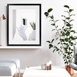 Shop Cactus Shadow Photo Art Print-Boho, Botanicals, Coastal, Greece, Hamptons, Photography, Portrait, Tropical, View All, White-framed poster wall decor artwork
