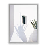Shop Cactus Shadow Photo Canvas Art Print-Boho, Botanicals, Coastal, Greece, Hamptons, Photography, Photography Canvas Prints, Portrait, Tropical, View All, White-framed wall decor artwork