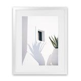 Shop Cactus Shadow Photo Art Print-Boho, Botanicals, Coastal, Greece, Hamptons, Photography, Portrait, Tropical, View All, White-framed poster wall decor artwork