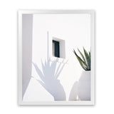 Shop Cactus Shadow Photo Art Print-Boho, Botanicals, Coastal, Greece, Hamptons, Photography, Portrait, Tropical, View All, White-framed poster wall decor artwork