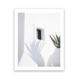 Shop Cactus Shadow Photo Art Print-Boho, Botanicals, Coastal, Greece, Hamptons, Photography, Portrait, Tropical, View All, White-framed poster wall decor artwork