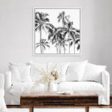 Shop Island Coconut Palms (Square) Photo Canvas Art Print-Black, Boho, Photography, Photography Canvas Prints, Square, Tropical, View All, White-framed wall decor artwork