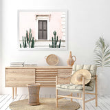 Shop Cactus Villa I Photo Art Print-Boho, Green, Landscape, Moroccan Days, Photography, Pink, Tropical, View All-framed poster wall decor artwork