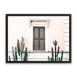 Shop Cactus Villa I Photo Canvas Art Print-Boho, Green, Landscape, Moroccan Days, Photography, Photography Canvas Prints, Pink, Tropical, View All-framed wall decor artwork