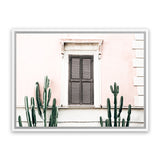 Shop Cactus Villa I Photo Canvas Art Print-Boho, Green, Landscape, Moroccan Days, Photography, Photography Canvas Prints, Pink, Tropical, View All-framed wall decor artwork