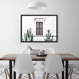 Shop Cactus Villa II Photo Canvas Art Print-Boho, Green, Landscape, Moroccan Days, Photography, Photography Canvas Prints, Tropical, View All, White-framed wall decor artwork