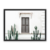 Shop Cactus Villa II Photo Canvas Art Print-Boho, Green, Landscape, Moroccan Days, Photography, Photography Canvas Prints, Tropical, View All, White-framed wall decor artwork