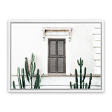Shop Cactus Villa II Photo Canvas Art Print-Boho, Green, Landscape, Moroccan Days, Photography, Photography Canvas Prints, Tropical, View All, White-framed wall decor artwork