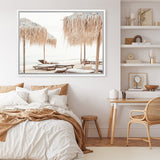 Shop Palm Parasols Photo Canvas Art Print-Amalfi Coast Italy, Brown, Coastal, Greece, Landscape, Photography, Photography Canvas Prints, Tropical, View All-framed wall decor artwork