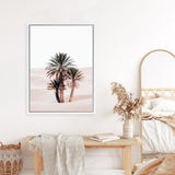 Shop Desert Palms II Photo Canvas Art Print-Moroccan Days, Neutrals, Photography, Photography Canvas Prints, Pink, Portrait, Rectangle, Tropical, View All-framed wall decor artwork