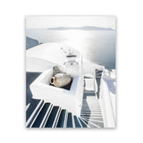 Shop Santorini Staircase Photo Art Print-Blue, Boho, Coastal, Greece, Photography, Portrait, View All, White-framed poster wall decor artwork