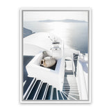 Shop Santorini Staircase Photo Canvas Art Print-Blue, Boho, Coastal, Greece, Photography, Photography Canvas Prints, Portrait, View All, White-framed wall decor artwork