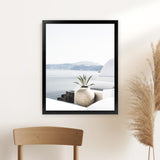 Shop View From Santorini Photo Art Print-Blue, Boho, Coastal, Greece, Photography, Portrait, View All, White-framed poster wall decor artwork