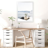 Shop View From Santorini Photo Art Print-Blue, Boho, Coastal, Greece, Photography, Portrait, View All, White-framed poster wall decor artwork