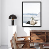 Shop View From Santorini Photo Canvas Art Print-Blue, Boho, Coastal, Greece, Photography, Photography Canvas Prints, Portrait, View All, White-framed wall decor artwork