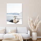 Shop View From Santorini Photo Canvas Art Print-Blue, Boho, Coastal, Greece, Photography, Photography Canvas Prints, Portrait, View All, White-framed wall decor artwork