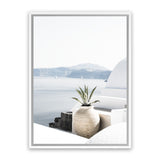 Shop View From Santorini Photo Canvas Art Print-Blue, Boho, Coastal, Greece, Photography, Photography Canvas Prints, Portrait, View All, White-framed wall decor artwork