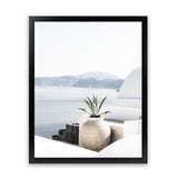 Shop View From Santorini Photo Art Print-Blue, Boho, Coastal, Greece, Photography, Portrait, View All, White-framed poster wall decor artwork