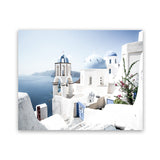 Shop Santorini Vista Photo Art Print-Blue, Coastal, Greece, Landscape, Photography, View All, White-framed poster wall decor artwork