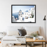 Shop Santorini Vista Photo Canvas Art Print-Blue, Coastal, Greece, Landscape, Photography, Photography Canvas Prints, View All, White-framed wall decor artwork