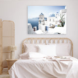 Shop Santorini Vista Photo Canvas Art Print-Blue, Coastal, Greece, Landscape, Photography, Photography Canvas Prints, View All, White-framed wall decor artwork