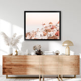Shop Sunset in Santorini Photo Art Print-Greece, Landscape, Photography, Pink, View All-framed poster wall decor artwork