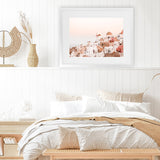 Shop Sunset in Santorini Photo Art Print-Greece, Landscape, Photography, Pink, View All-framed poster wall decor artwork