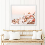 Shop Sunset in Santorini Photo Art Print-Greece, Landscape, Photography, Pink, View All-framed poster wall decor artwork