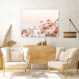 Shop Sunset in Santorini Photo Canvas Art Print-Greece, Landscape, Photography, Photography Canvas Prints, Pink, View All-framed wall decor artwork