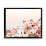 Shop Sunset in Santorini Photo Art Print-Greece, Landscape, Photography, Pink, View All-framed poster wall decor artwork