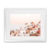 Shop Sunset in Santorini Photo Art Print-Greece, Landscape, Photography, Pink, View All-framed poster wall decor artwork