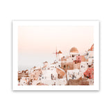 Shop Sunset in Santorini Photo Art Print-Greece, Landscape, Photography, Pink, View All-framed poster wall decor artwork