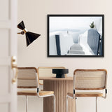 Shop Santorini Stairway Photo Canvas Art Print-Blue, Coastal, Greece, Landscape, Photography, Photography Canvas Prints, View All, White-framed wall decor artwork