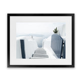 Shop Santorini Stairway Photo Art Print-Blue, Coastal, Greece, Landscape, Photography, View All, White-framed poster wall decor artwork